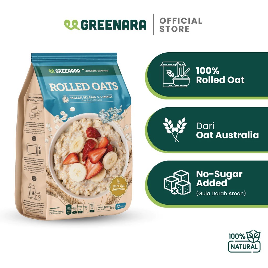 

Greenara Oat Utuh / Rolled Oat Australia 1kg