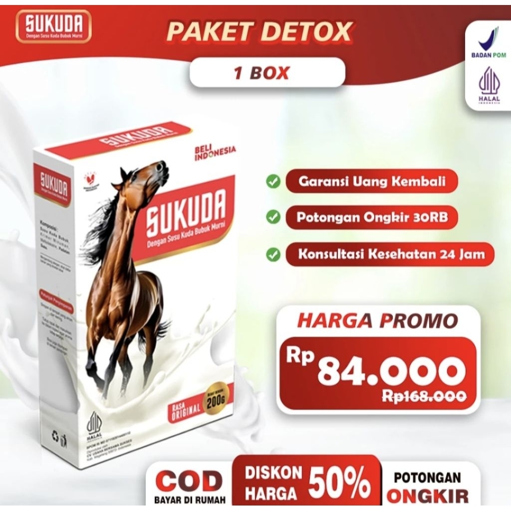 

SUSU KUDA Susu Kuda Liar Lombok Murni Kolostrum 200 Gram 1 Box
