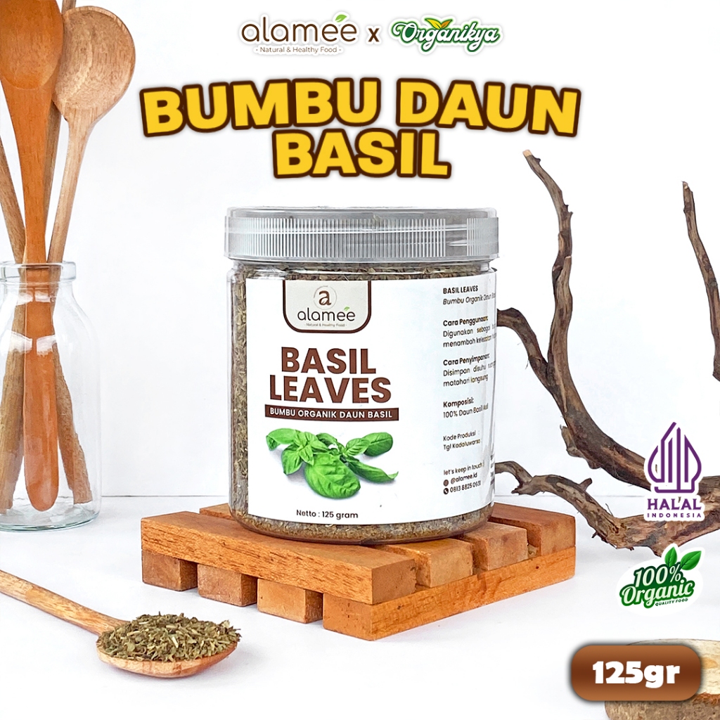 

ALAMEE Daun Basil Kering Bumbu Masak Kering Dapur Dried Leaf Murni Masakan Instan 125g organikya