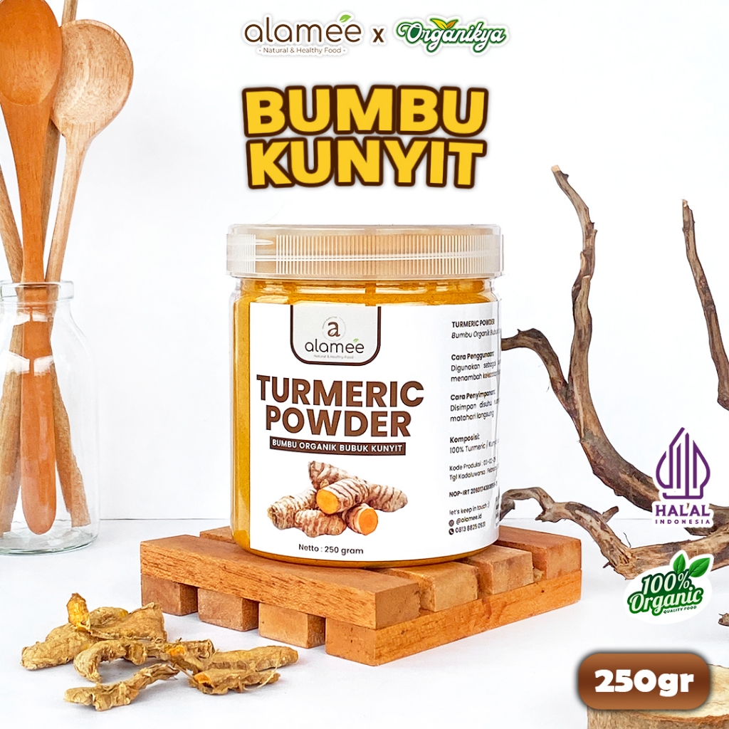 

ALAMEE Kunyit Bubuk Turmeric Seasoning Powder Bumbu Masak Dapur Masakan Organik 250G organikya