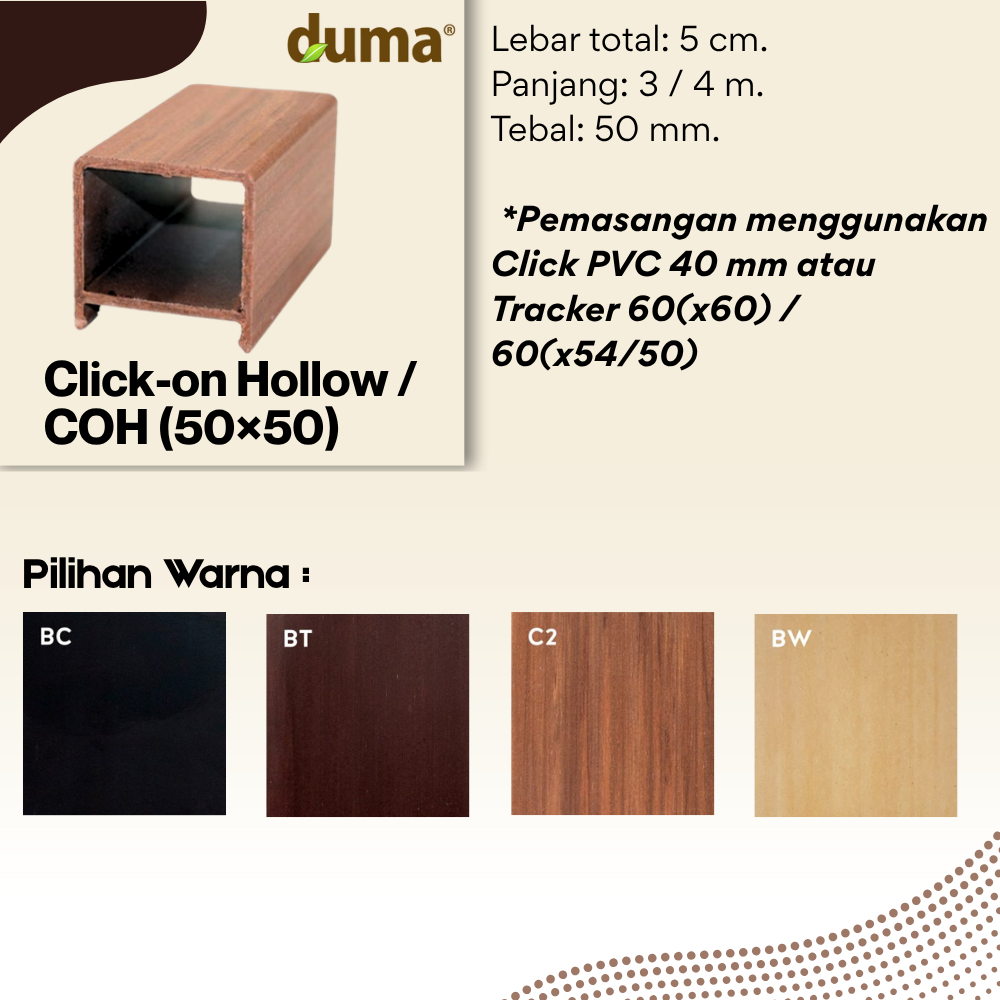DUMA WPC Click-on Hollow / COH (50×50)
