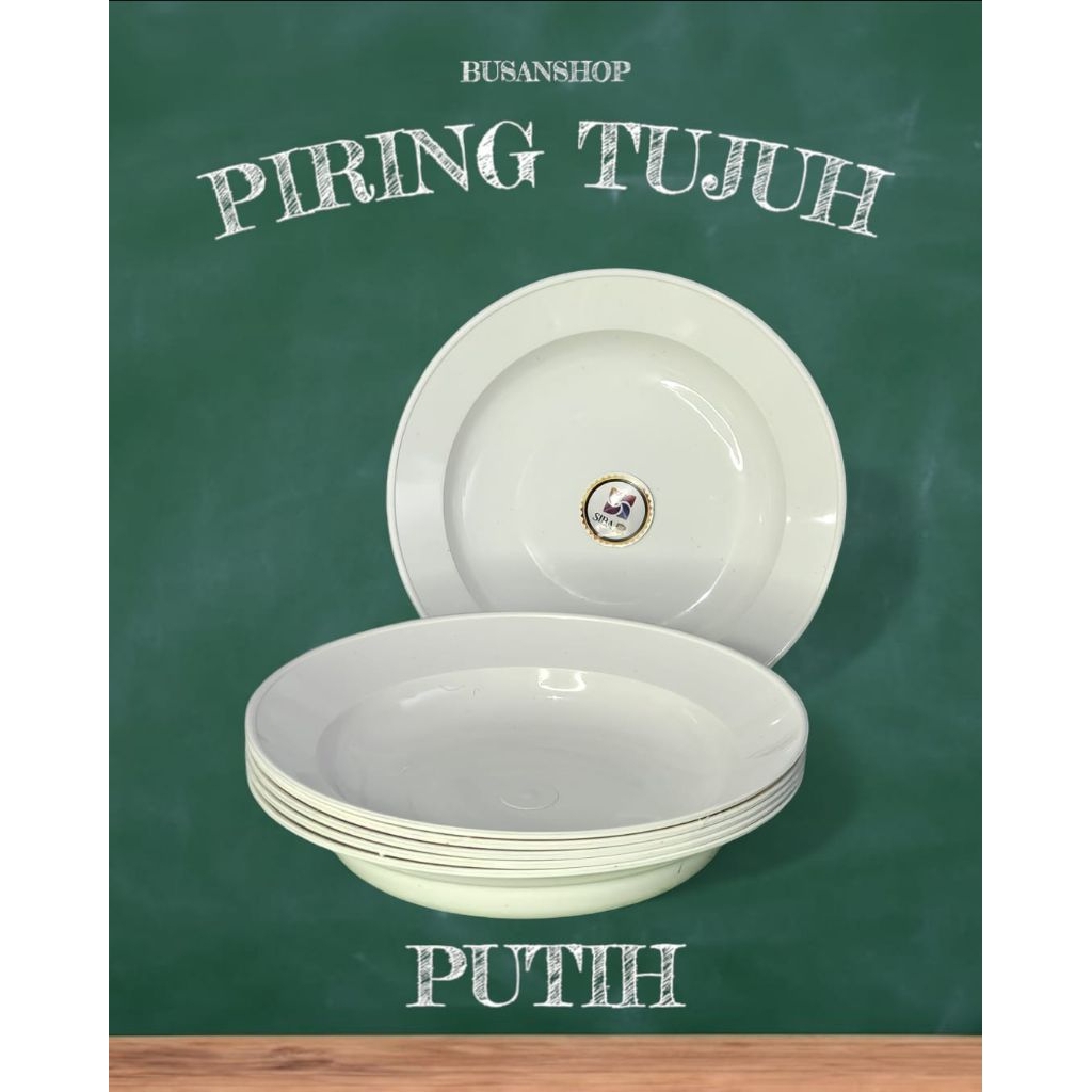 PIRING MAKAN PLASTIK TUJUH [1 LUSIN] FOOD GRADE WARNA PUTIH