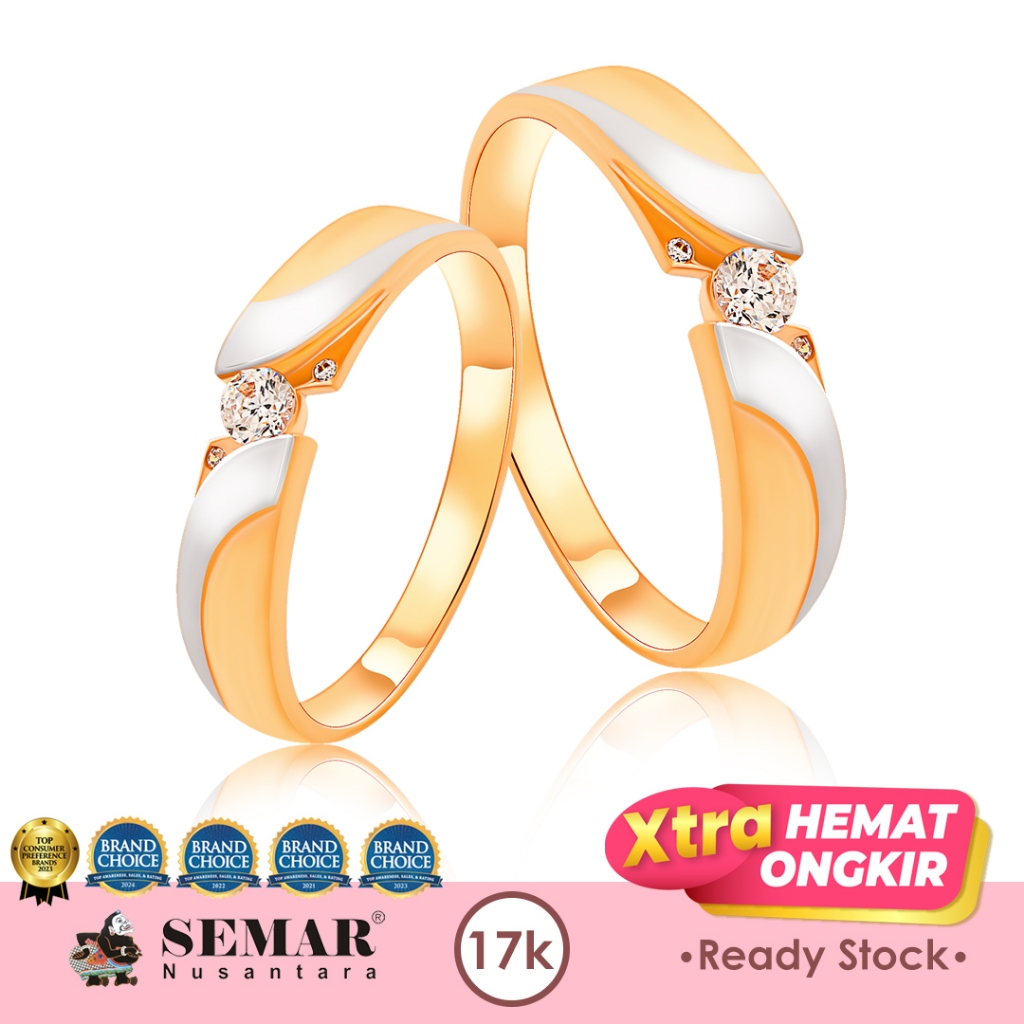 Cincin Emas Shiera Wedding Rose White Gold Cincin Nikah 17K Semar Nusantara