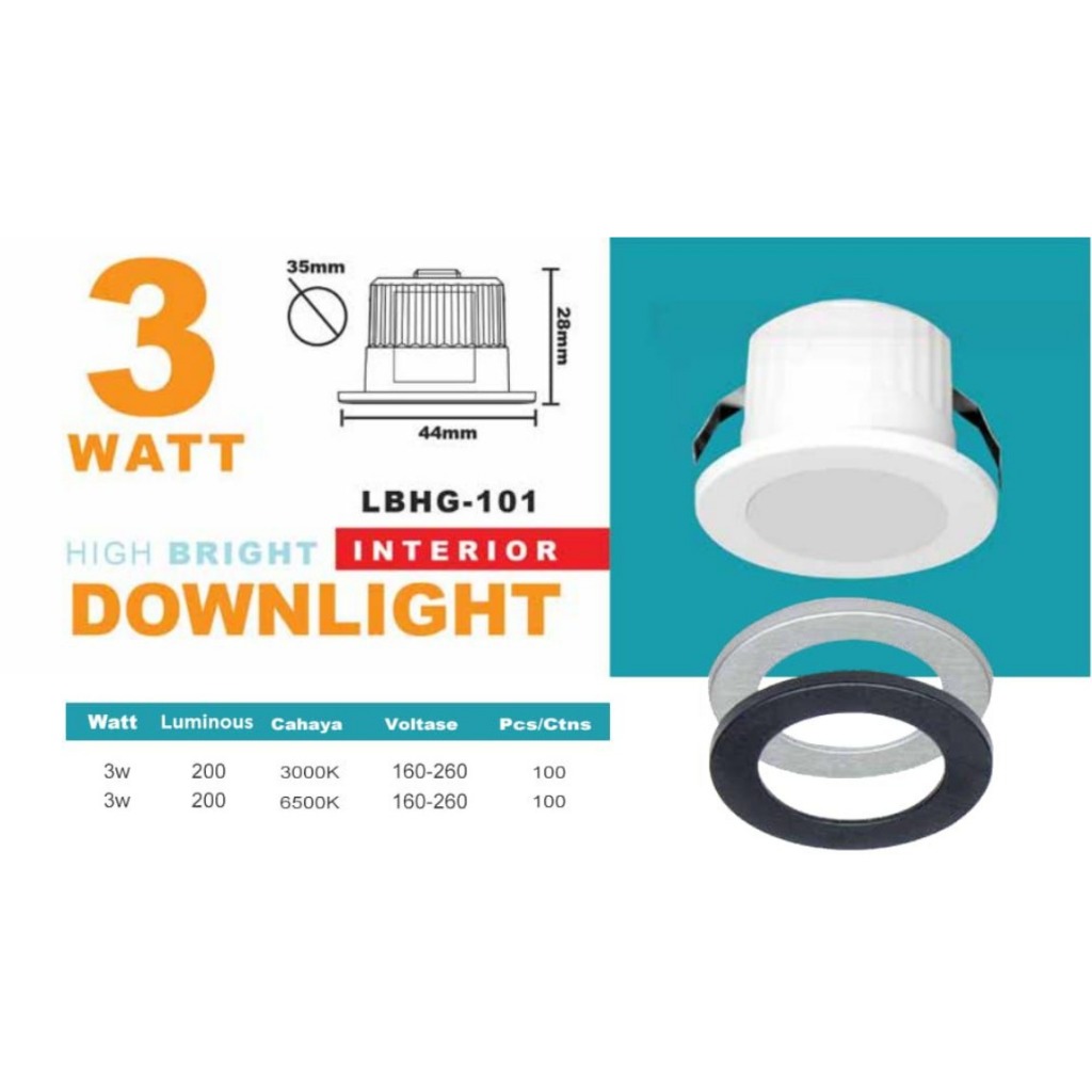 LUBY LBHG-101 3Watt LAMPU SPOTLIGHT LED LUBY DOWNLIGHT LED SPOT 3W LUBY LBHG101 MINI DOWNLIGHT SPOT 