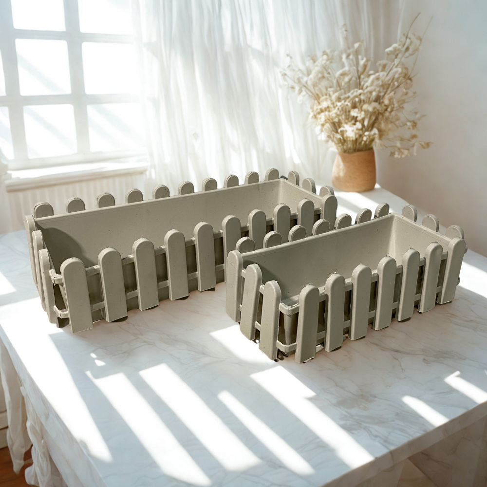 Vas / Pot Bunga Persegi Panjang Plastik Minimalis Modern, Tahan Lama Pot Bunga Kering