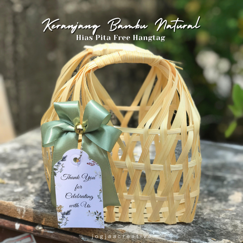 

Tas Kado Aesthetic FREE Ucapan Keranjang Bambu / Gift Bag / Goodie Bag / Tas Hampers / Packaging Souvenir / Keranjang Hadiah