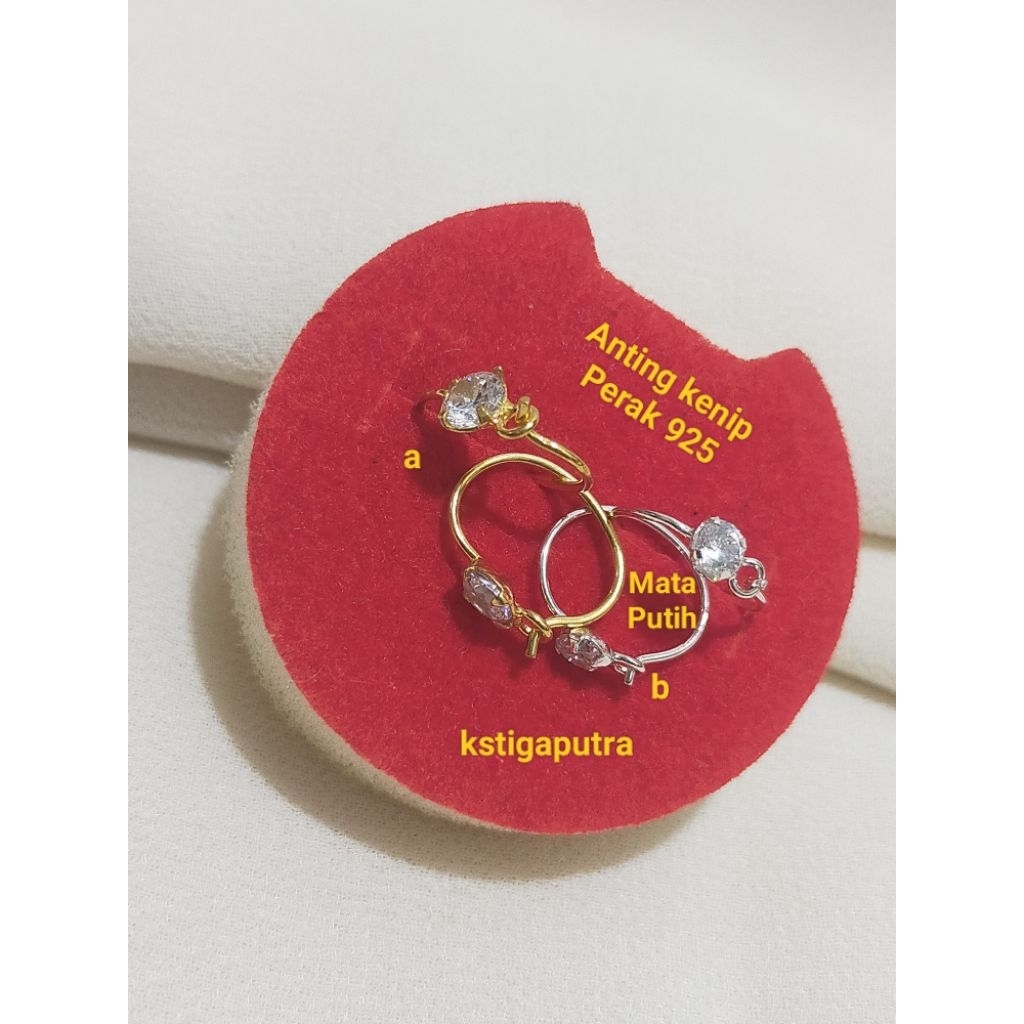 Anting Kenip Bayi&anak Mata Putih Perak 925