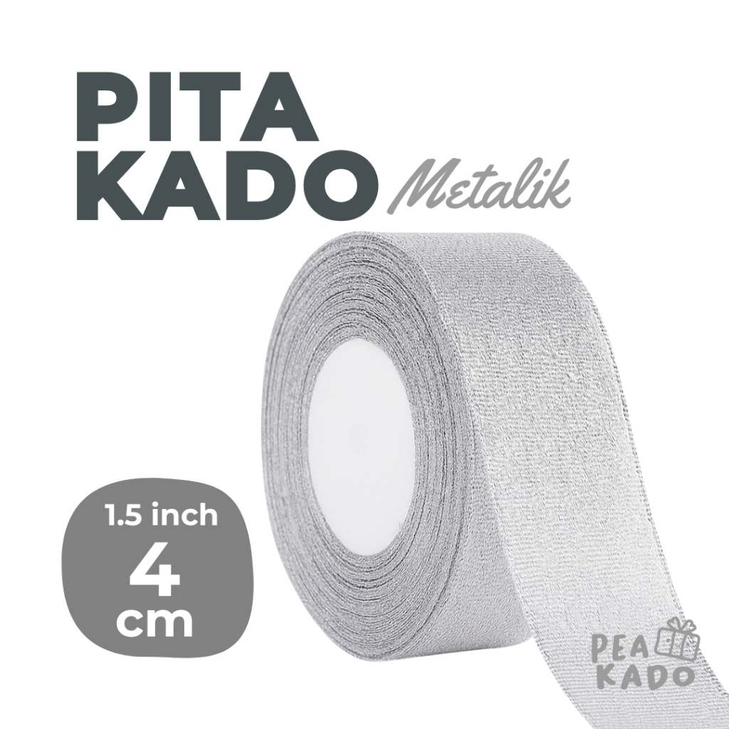 

Pita Kado Metalik Silver 1,5 Inch 4 cm Roll Glitter Kain untuk Bungkus Kado & Souvenir