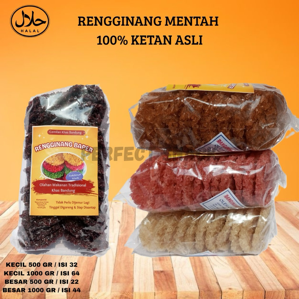 

Rengginang Mentah Ketan Asli Oleh Oleh Khas Bandung Isi (64 Kecil) & isi (44 Besar) Free Box
