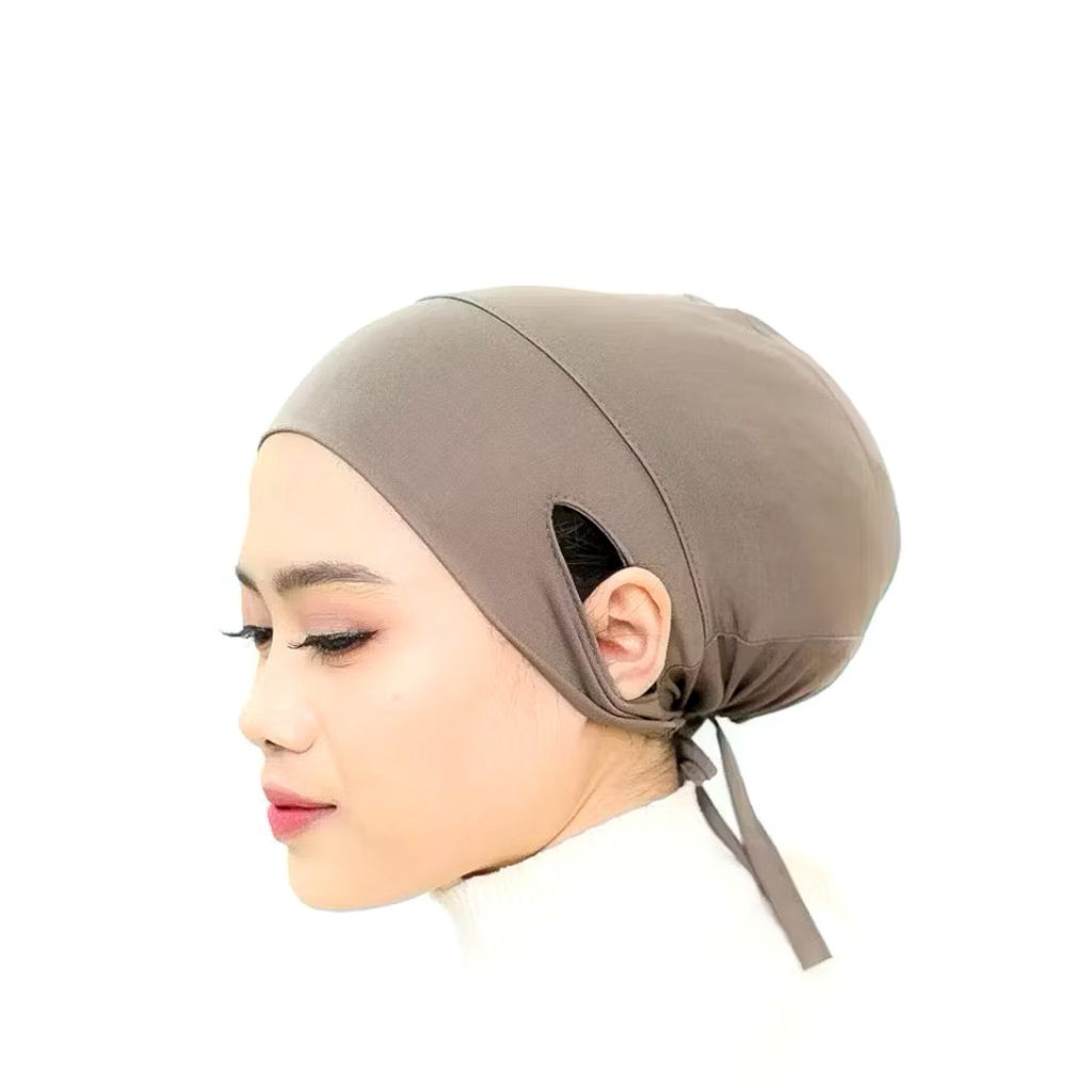 Ciput Hijab Anti Slip Anti Budeg dan Pusing Telinga Bolong Bahan Jersey Ringan Nyaman Dipakai Dalema
