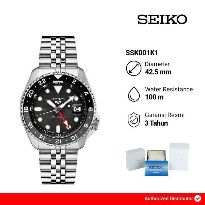 Seiko 5 Sports SSK001K1 SKX Sports Style GMT Black Grape Automatic Black Dial Stainless Steel Strap