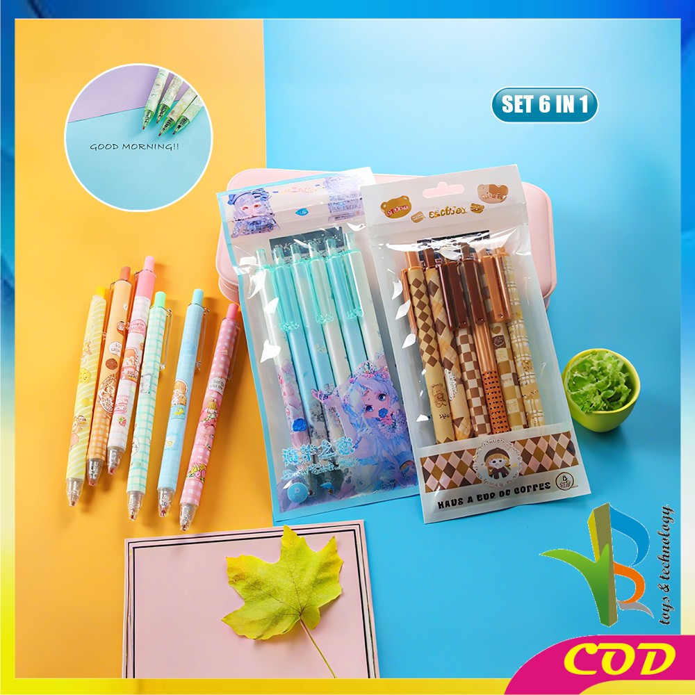 

RB-A68 Pulpen Set 6IN1 0.5MM Tinta Bisa di Hapus Motif Karakter Lucu / Eraseble Pen Set Cetek Cetekan Kartun / Pena Mekanik Anak Sekolah / Eraser Pen ST