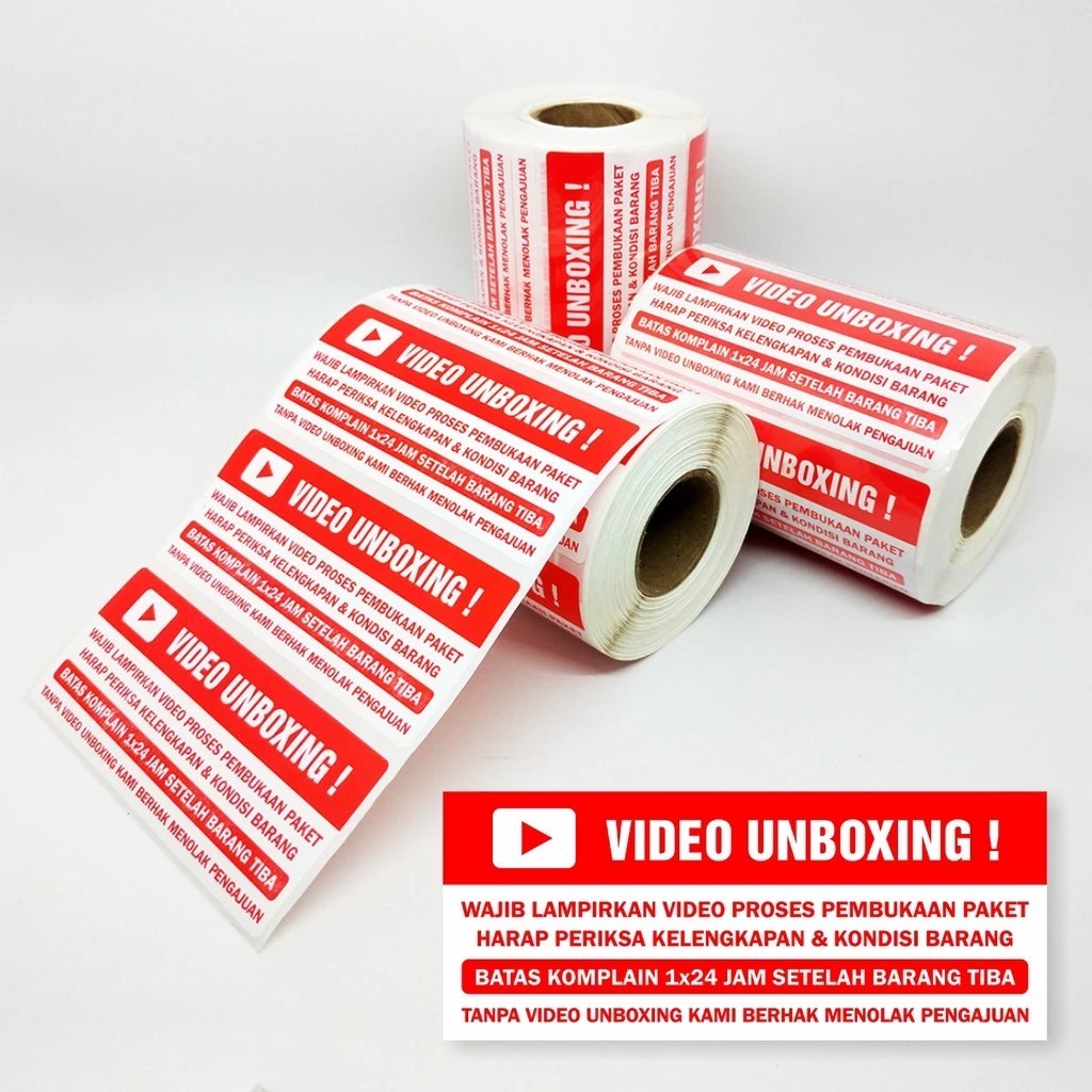 

Sticker Video Unboxing 85x35 mm Isi 500 pcs Roll