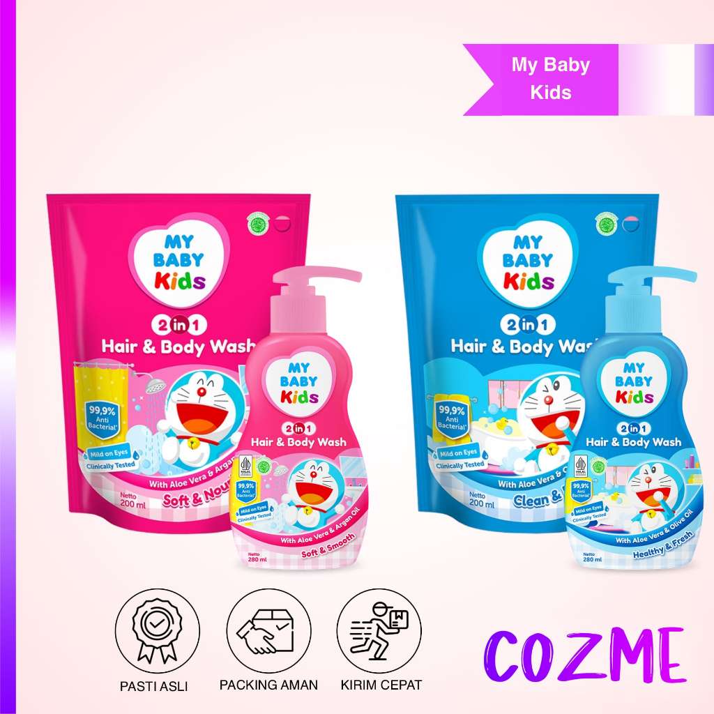 MY BABY Kids 2 In 1 Hair & Body Wash Special Doraemon | 200mL Pouch