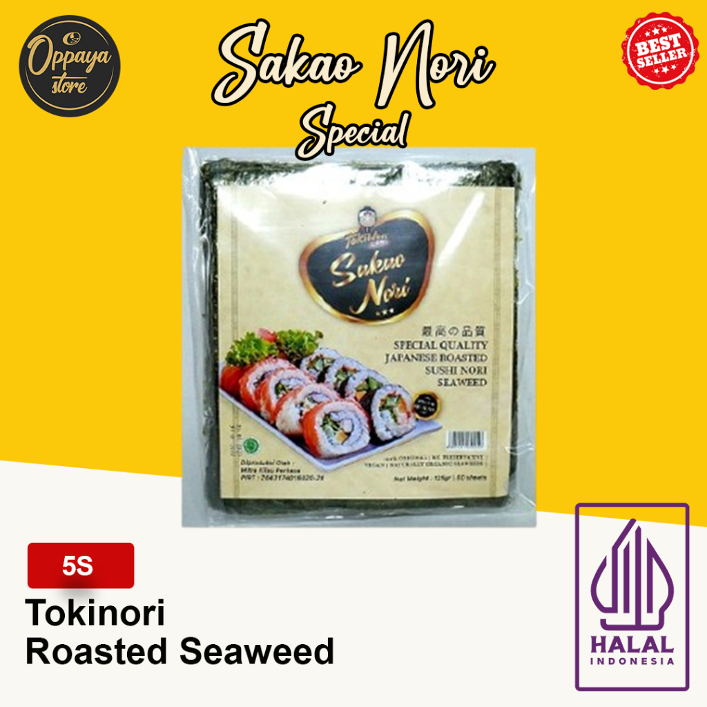

Sakao Nori Sushi Nori 5 Lembar Seaweed Rumput Laut Halal Mui