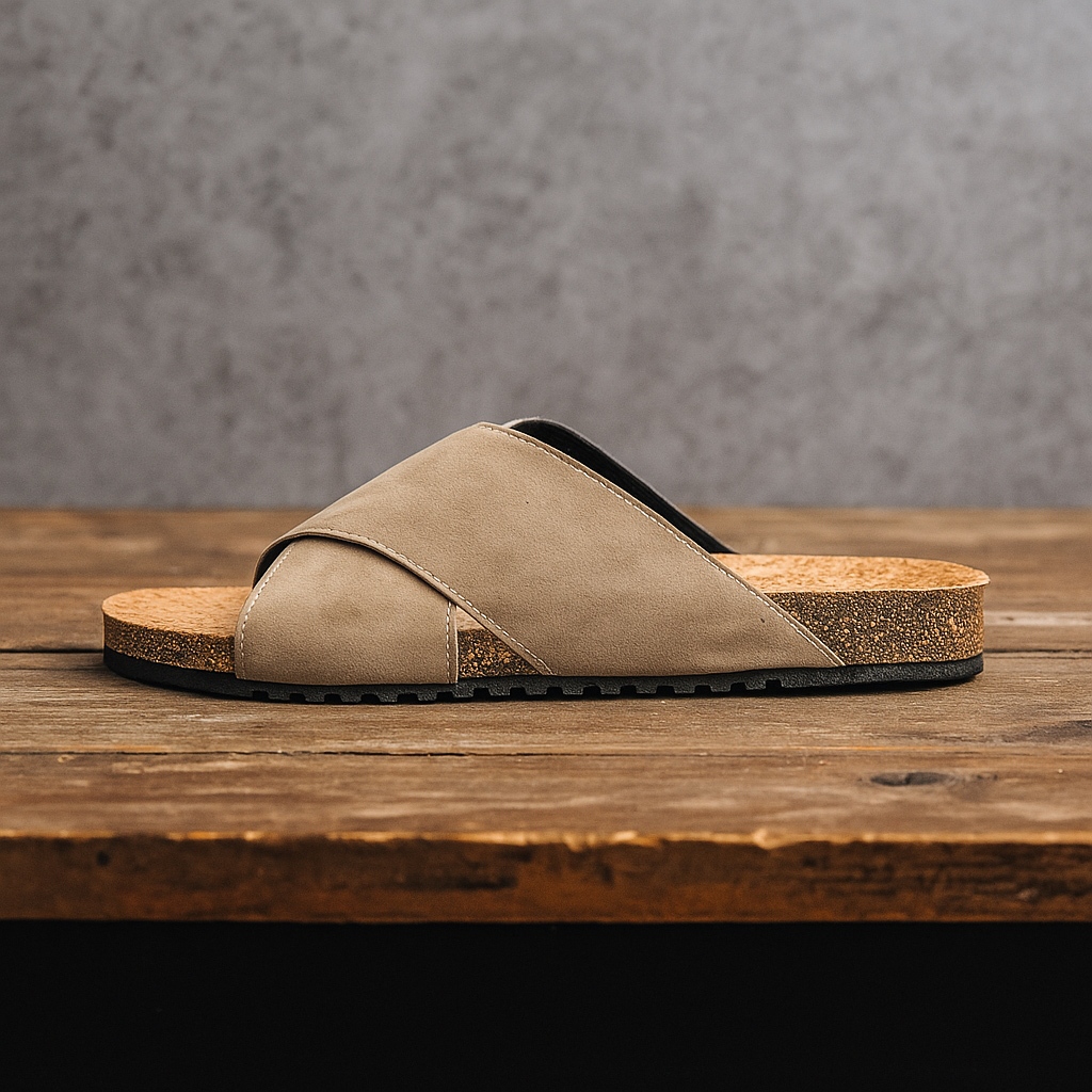 Monark Suede LT Series - Zoe Berlin - Sandal Slides Pria - Sendal Cork Kulit Tali Cowok