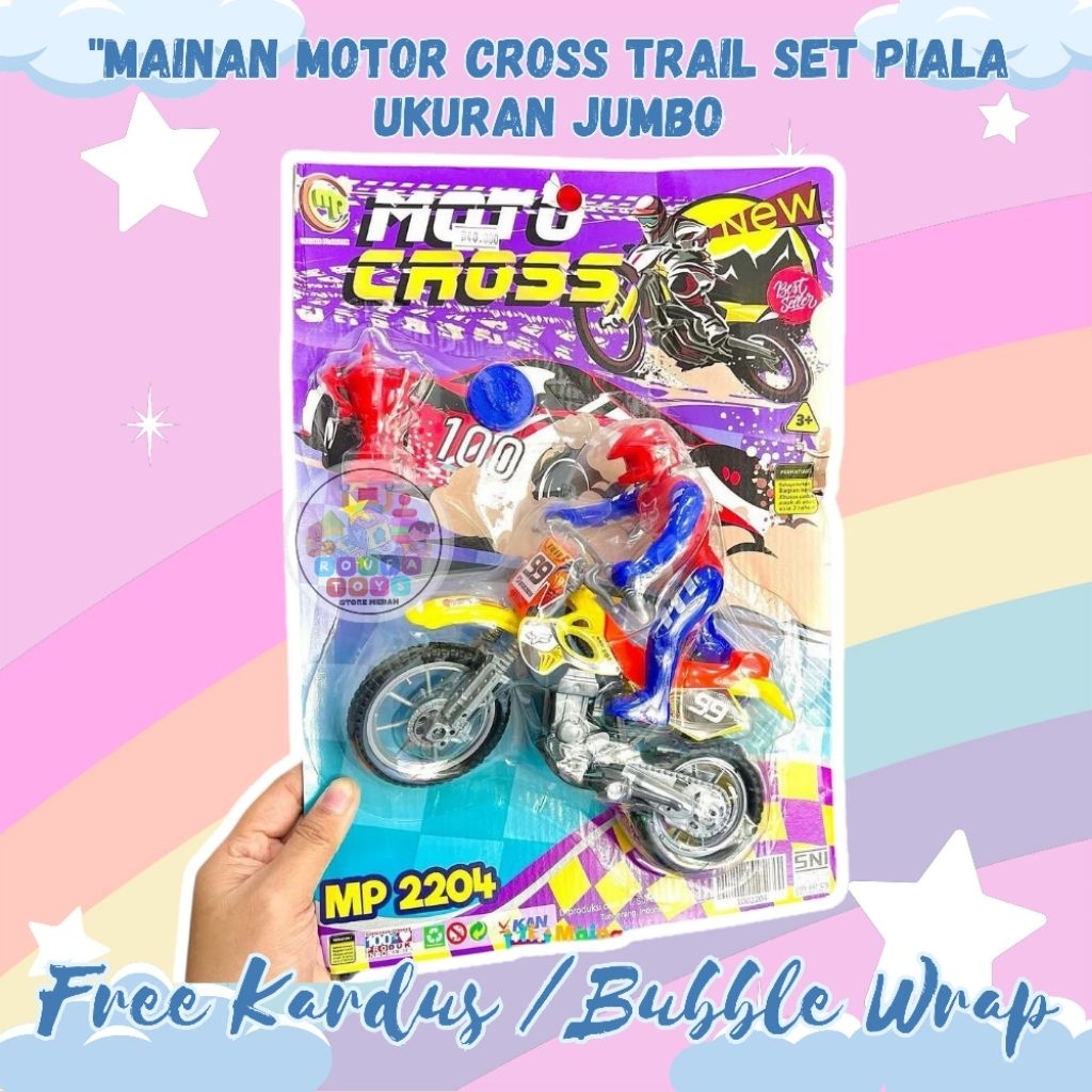 Mainan Motor Cross Trail Set Piala Ukuran Jumbo / Mainan Motor Trail Anak