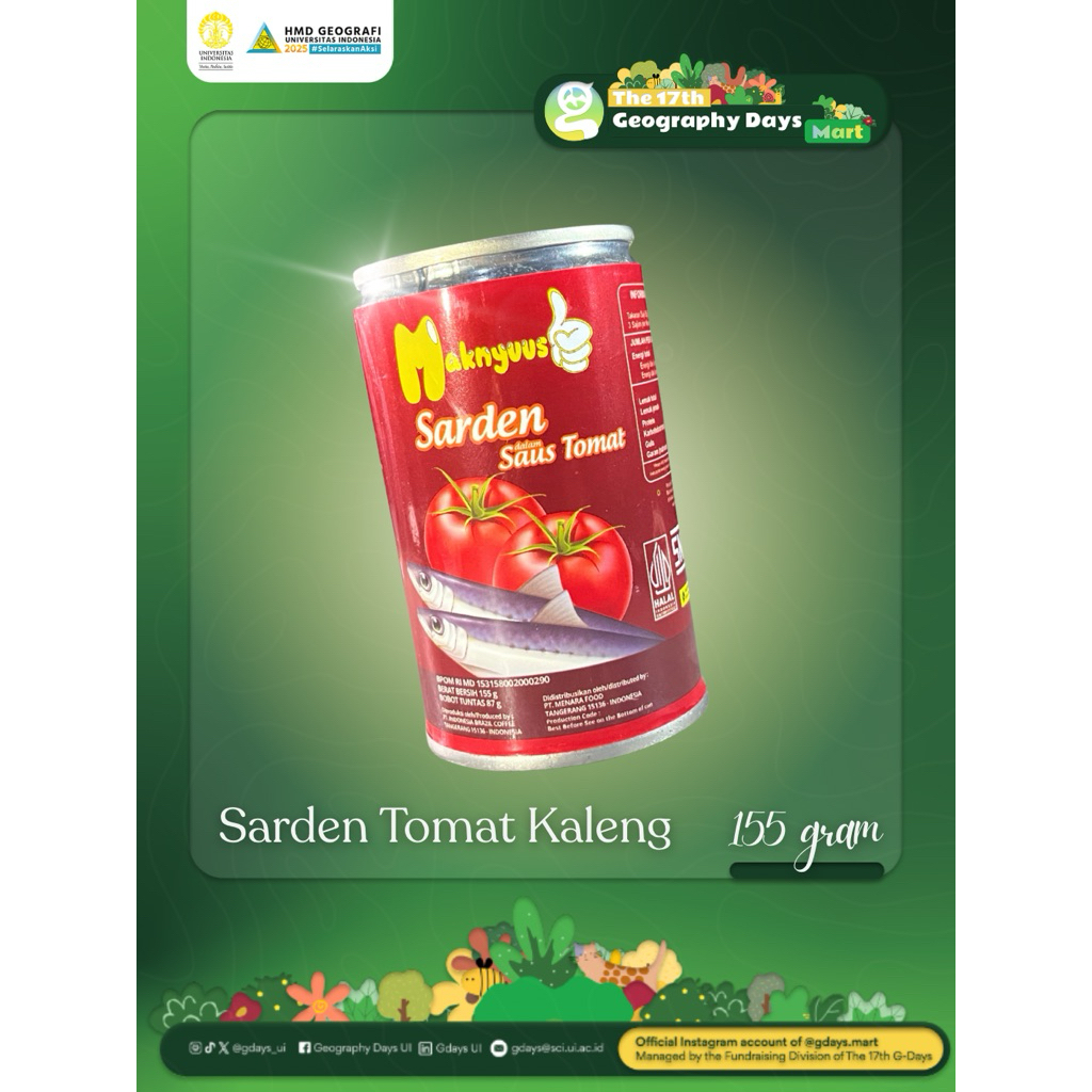 

Sarden Kaleng Saus Tomat MAKNYUUS