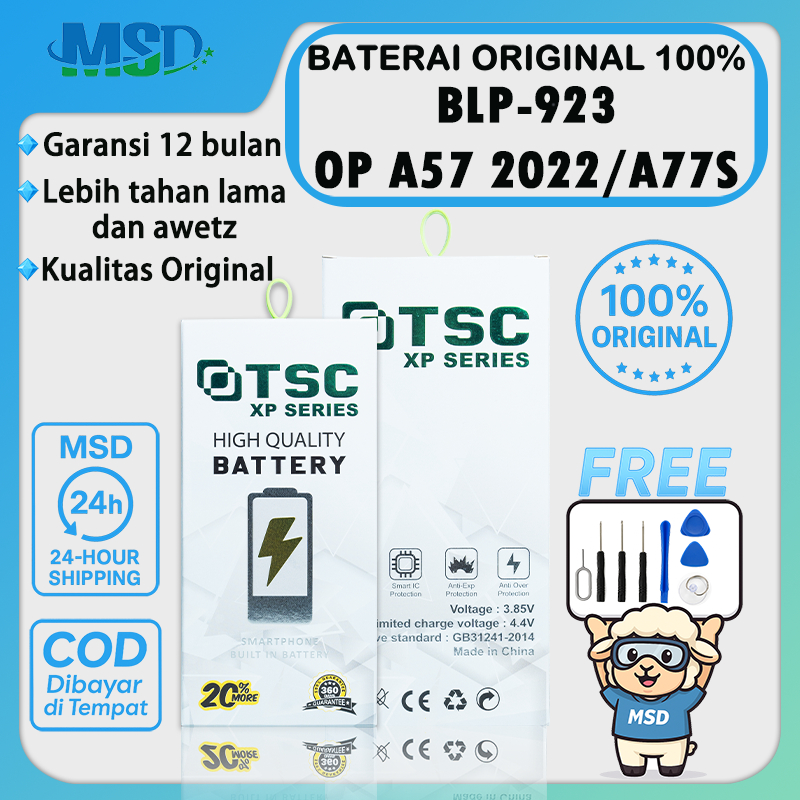 MSD BATERAI 100%  ORIGINAL BLP-923 FOR OPPO A57 2022 / A77S BATRE BATERAI BATTERY