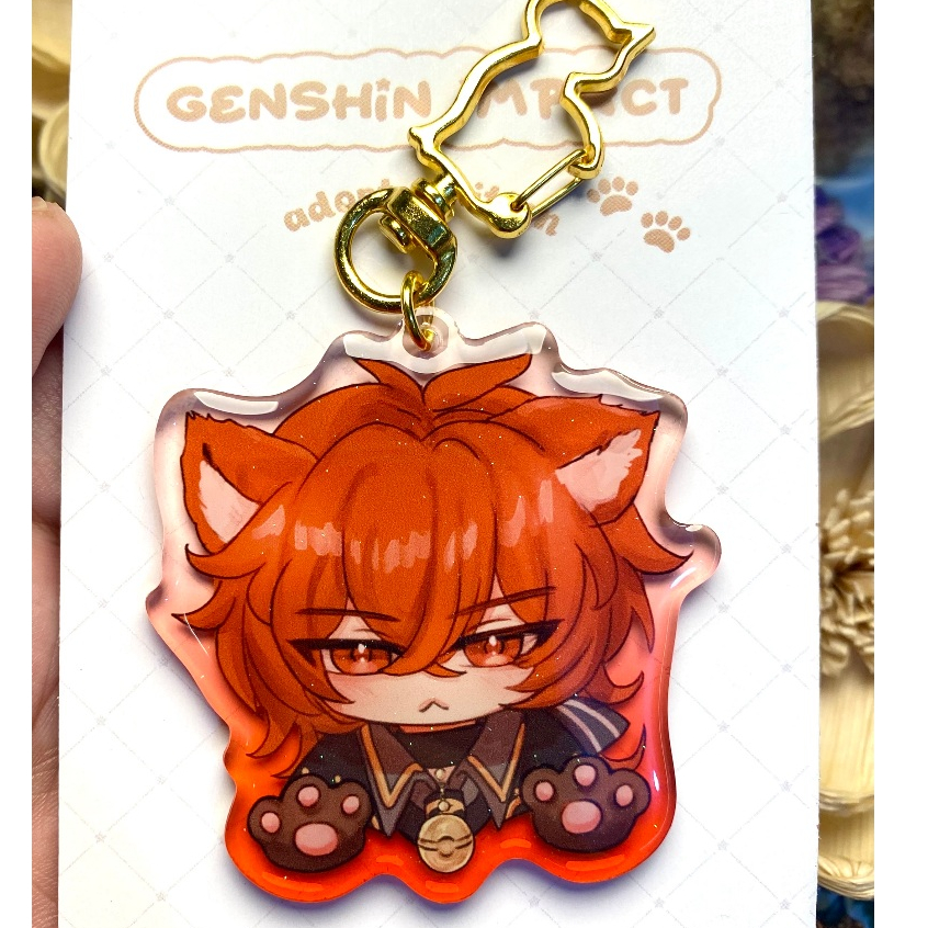 Genshin Impact Diluc Epoxy Acrylic Keychain ~Jelly Kitten Series~ Genshin Diluc Keychain