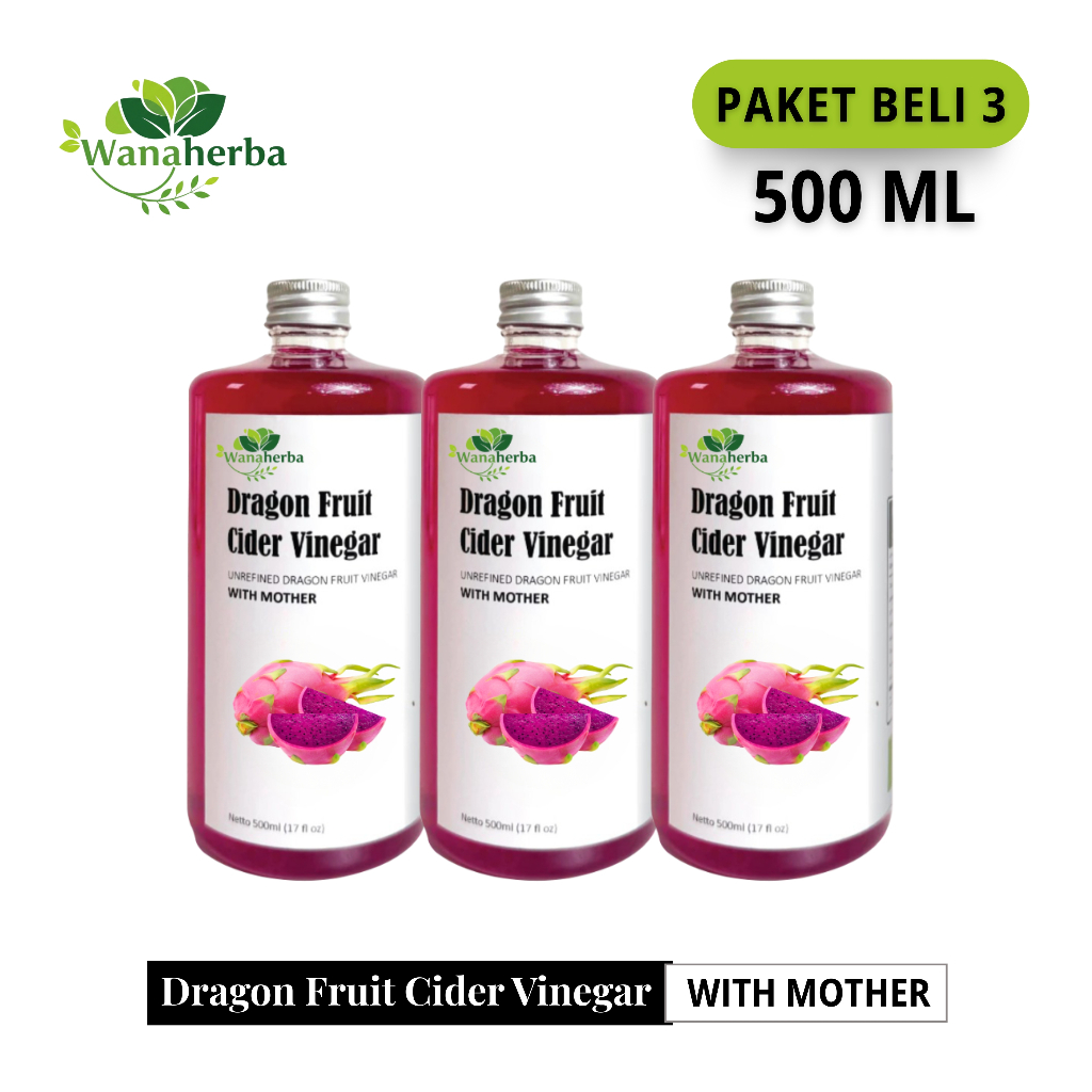 

Wanaherba Cuka Buah Naga With Mother Original 500 ML Paket 3 Botol