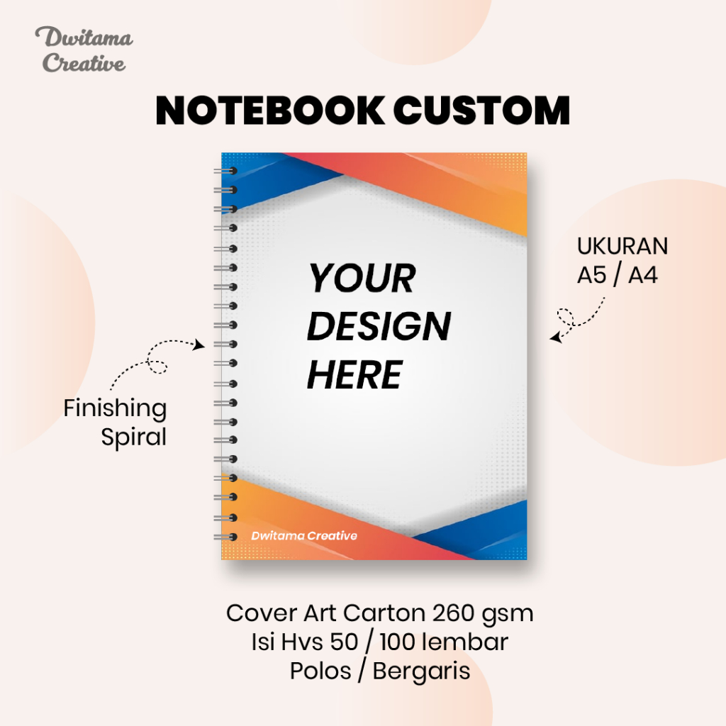 

Notebook Spiral Custom A4 / A5 | Isi 50 / 100 Lembar Polos atau Bergaris