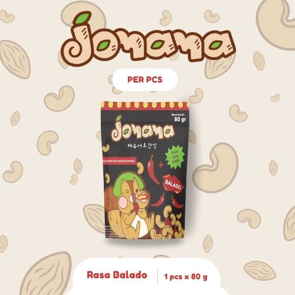 

Jomama - Kacang Mede Goreng Rasa Balado 80gr Snack Cemilan Jajanan Kacang