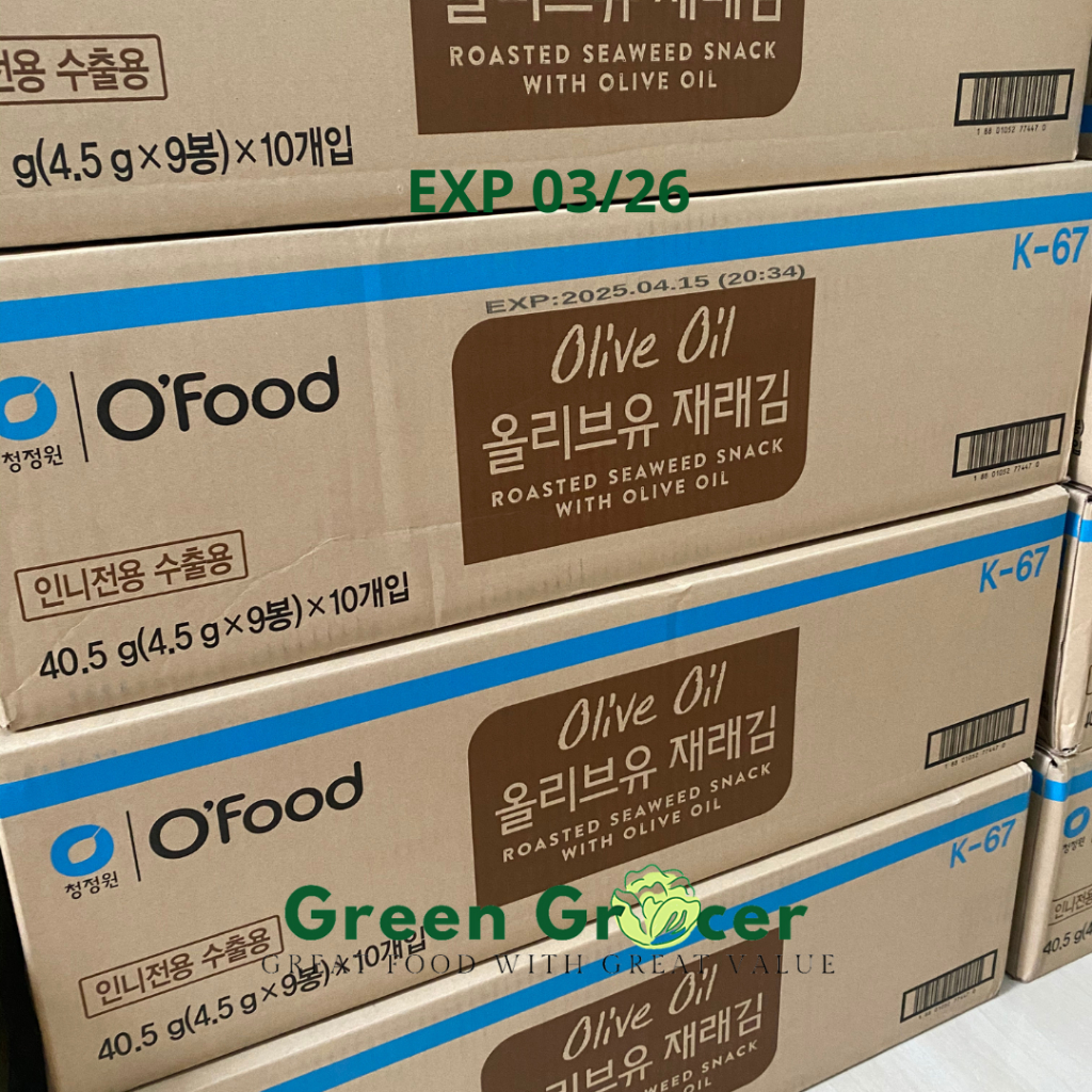 

Chung Jung One Seaweed/Nori with Olive Oil (6+3) /Rumput Laut / 1 Box - 10 Pcs