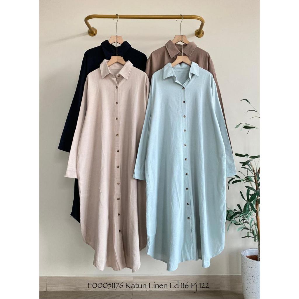 Baju Tunik Katun Linen Premium LD 120 Wanita / Fashion Atasan Polos Kerja Cewek / Tunik Jumbo Cewek 