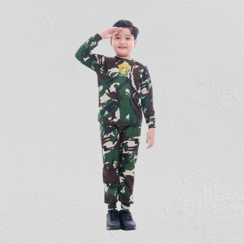 Stelan Baju Anak Loreng Tni Ad Lengan Panjang