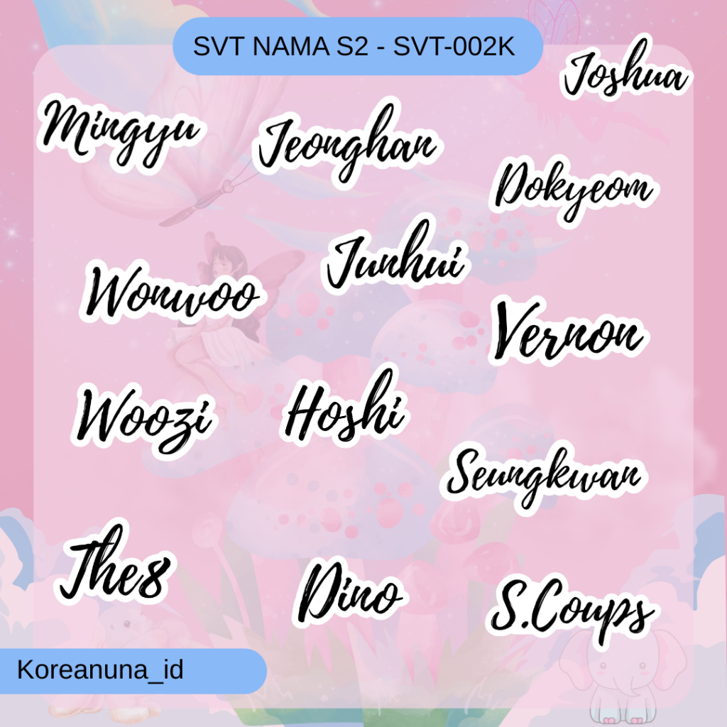 Sticker Kpop Seventeen Nama Kartun Anime Lucu Aesthetic Stiker Deco Hp Laptop Buku Botol Glossy Wate