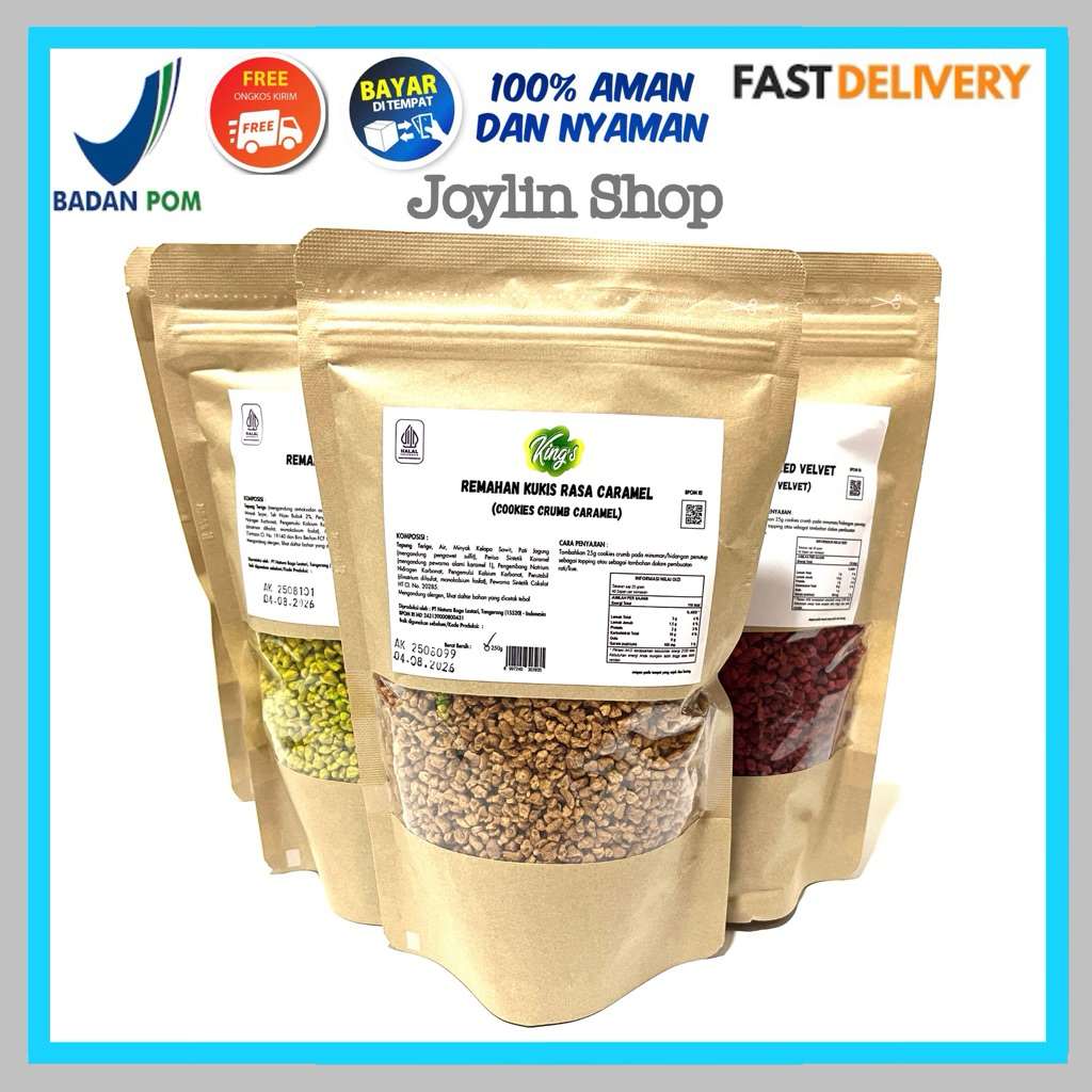 

TOPING BISCUIT CRUMB 250 GRAM KING'S / COOKIES CRUMB PREMIUM