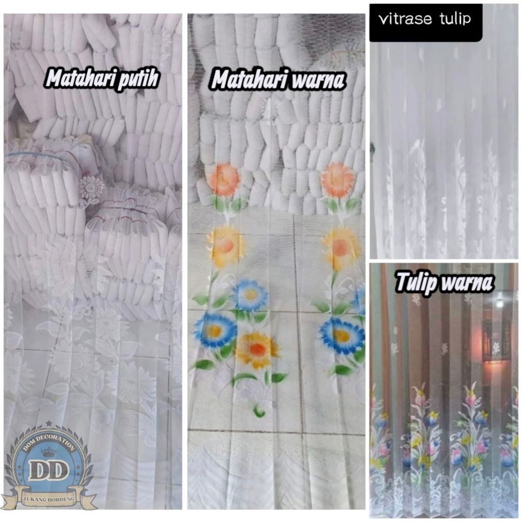 Gorden vitrase motif tulip gorden siang/vitrase jendela 100x200 150x200 dan 200x200 gorden polos