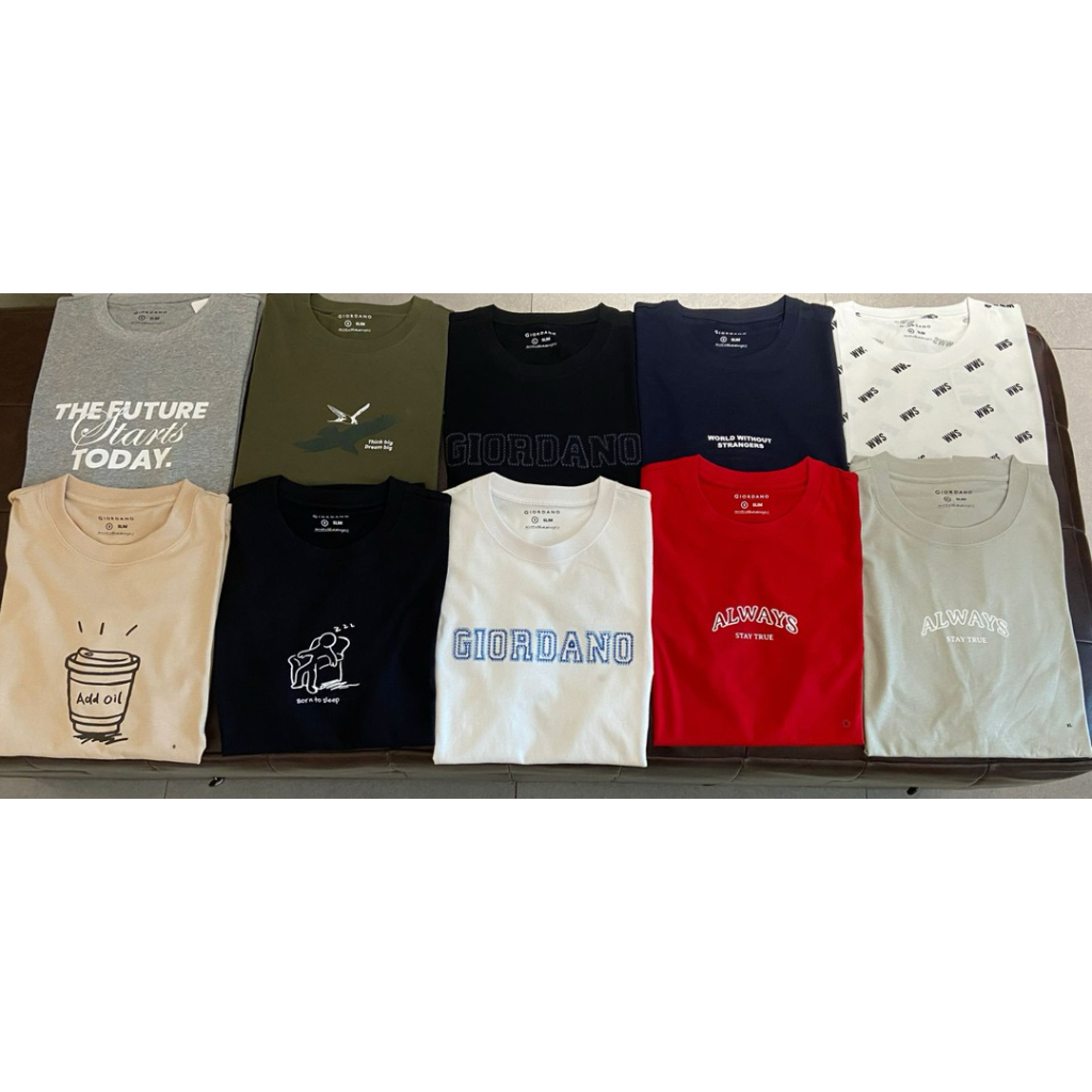 Giordano Tee Slim Fit Kaos Pria Giordano New Arrival Size S M L XL XxL