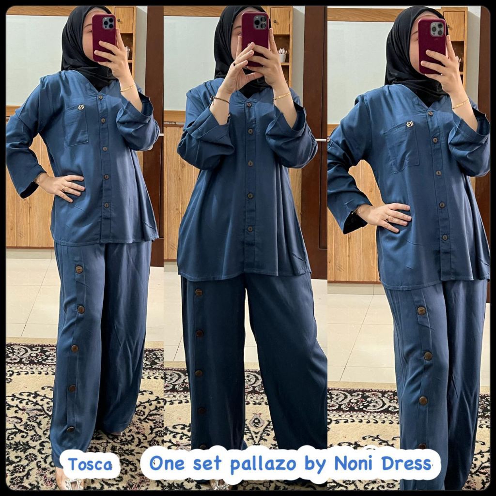 ReenaDaily NEW SET PALLAZO by NONI DRESS - Setelan Kulot Aplikasi Kancing Rayon Twill Premium- Daste