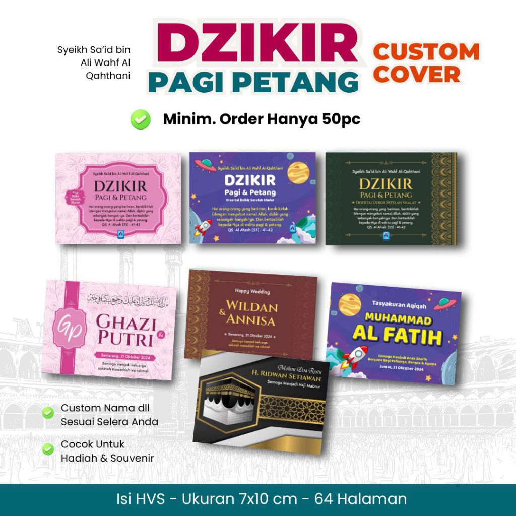 Souvenir dzikir pagi petang pernikahan hadiah murah bonus plastik