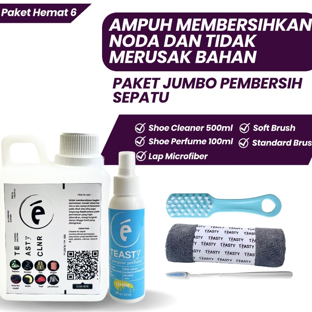TEASTY Paket Hemat Cuci Sepatu / Cleaner Sepatu / Sabun Sepatu Natural / Paket Murah Cuci sepatu / p