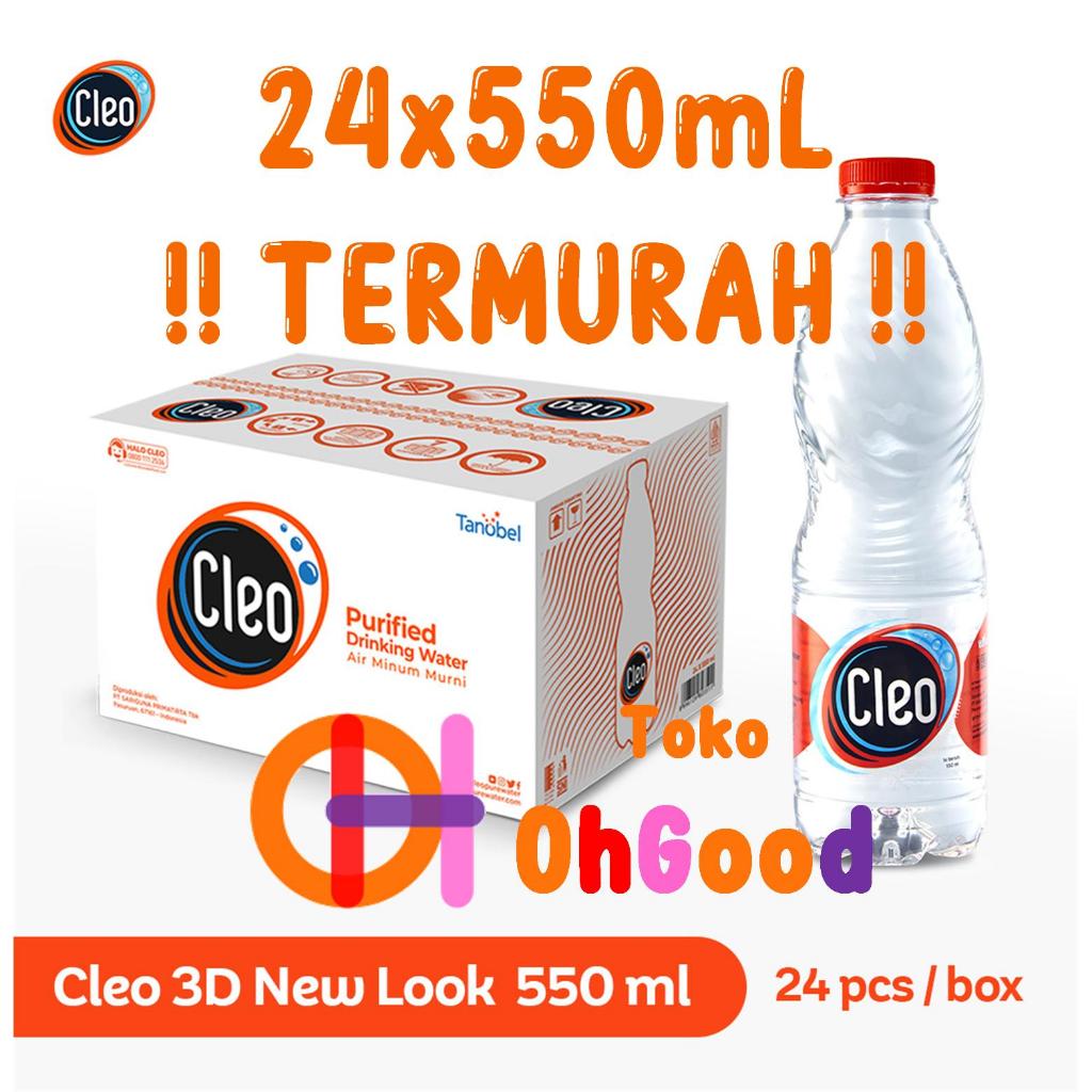 

Air Minum Murni Mineral Cleo 3D 550mL 550 mL Pure Bottled Water AMDK isi 24 per Dus