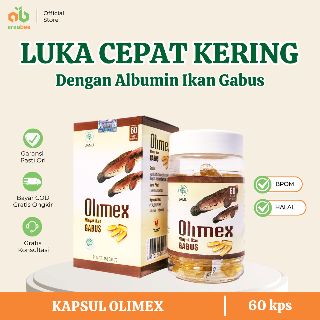 OLIMEX Kapsul Albumin Ikan Gabus Kutuk Perawatan Luka Pasca  Operasi Caesar 60 Kapsul