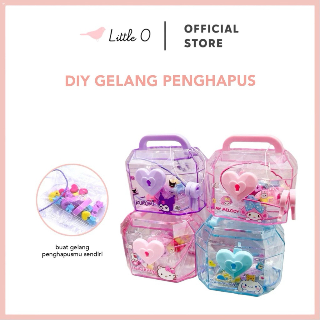 

LITTLE O Treasure Box Sanrio Penghapus Gelang DIY With Case Kuromi Melody Kitty Cinnamorol
