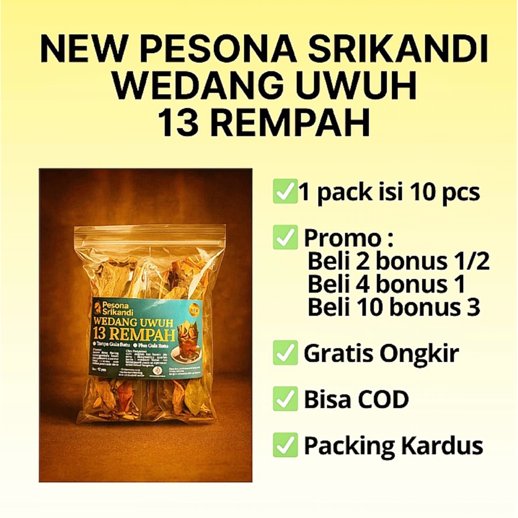 

New Pesona Srikandi Wedang Uwuh 13 Rempah isi 10 pcs