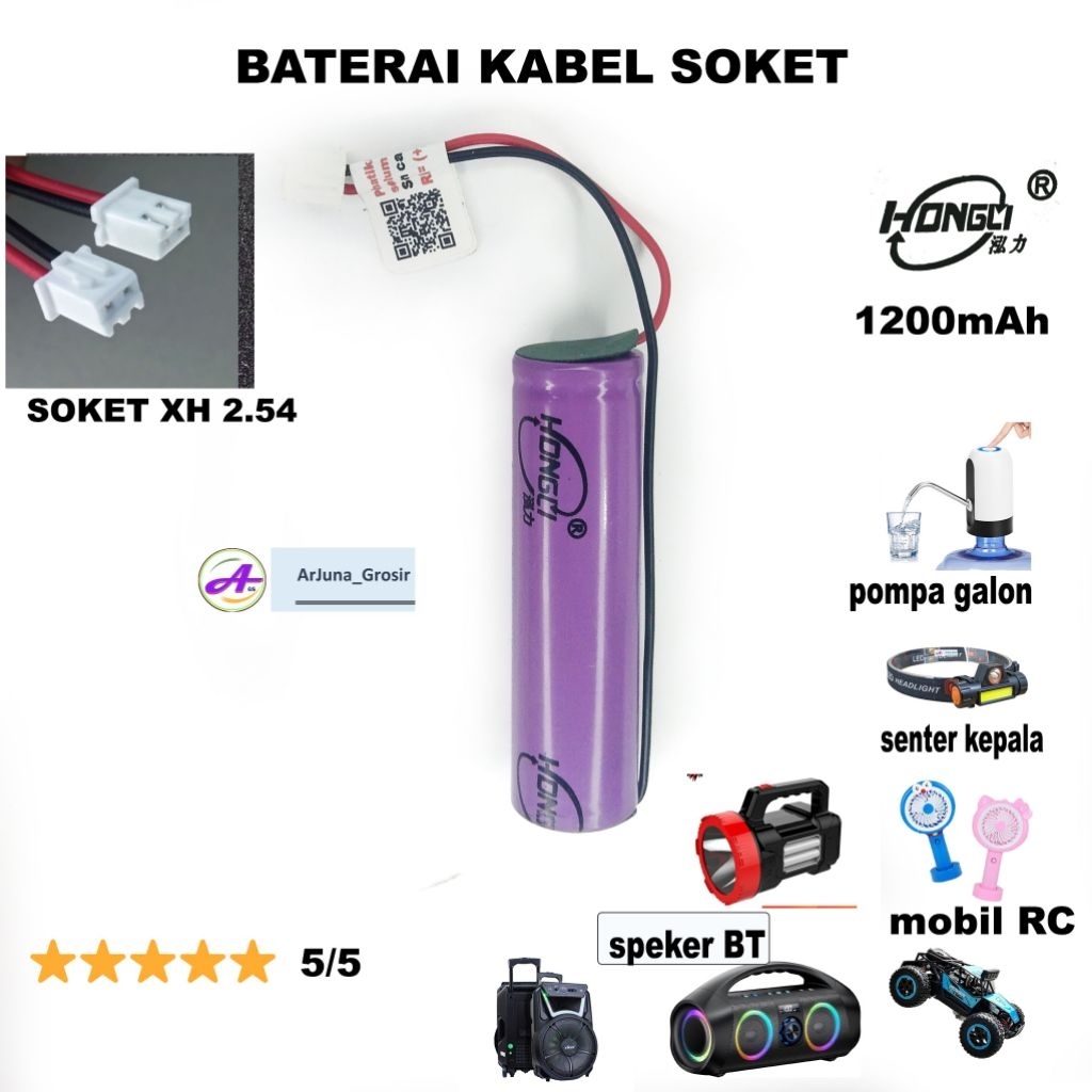 Baterai hongli 18650 soket kabel xh 2.54 Diskon Grosir