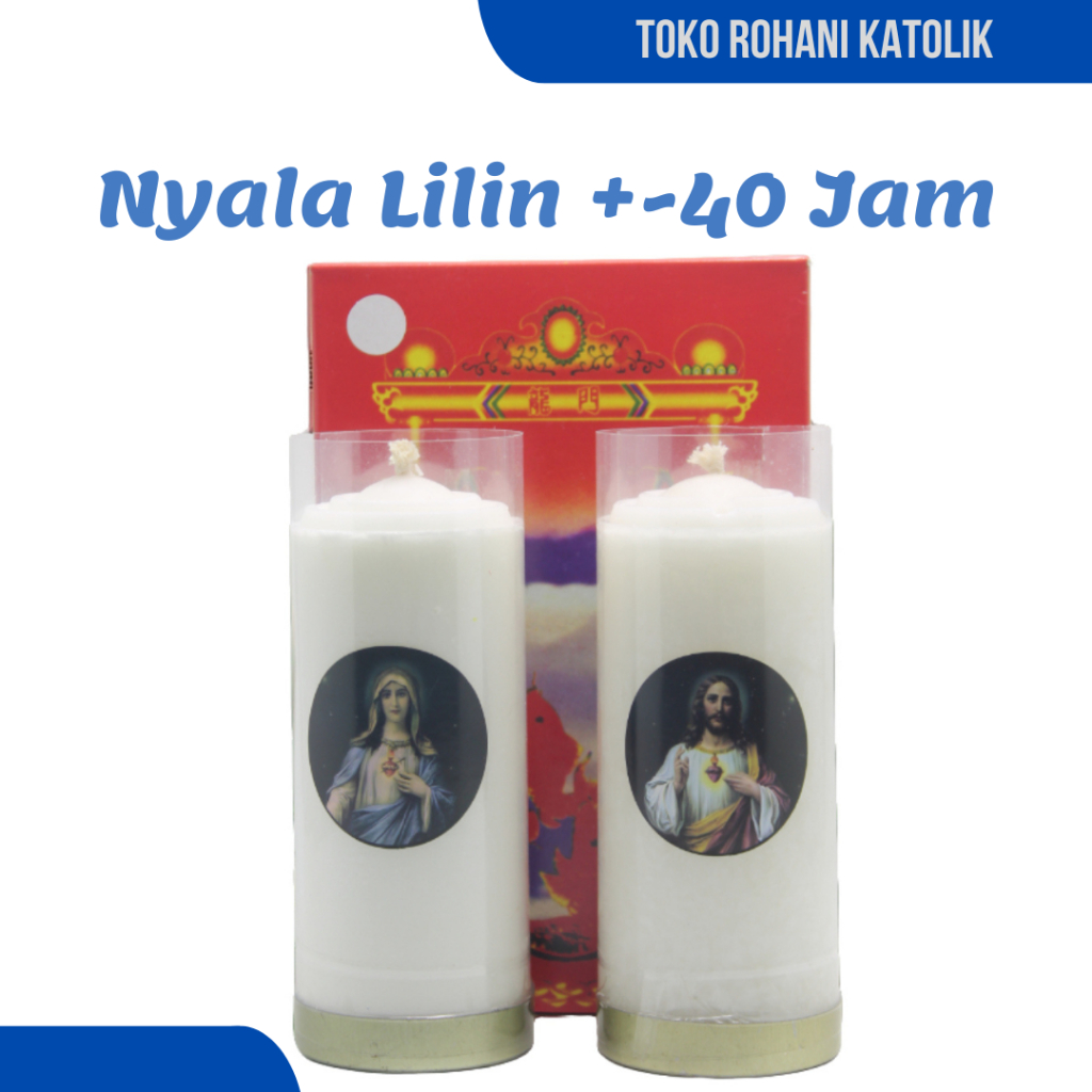 LILIN DOA YESUS-MARIA (NYALA 40 JAM) / SEPASANG LILIN DOA / LILIN ALTAR / LILIN ROHANI KATOLIK
