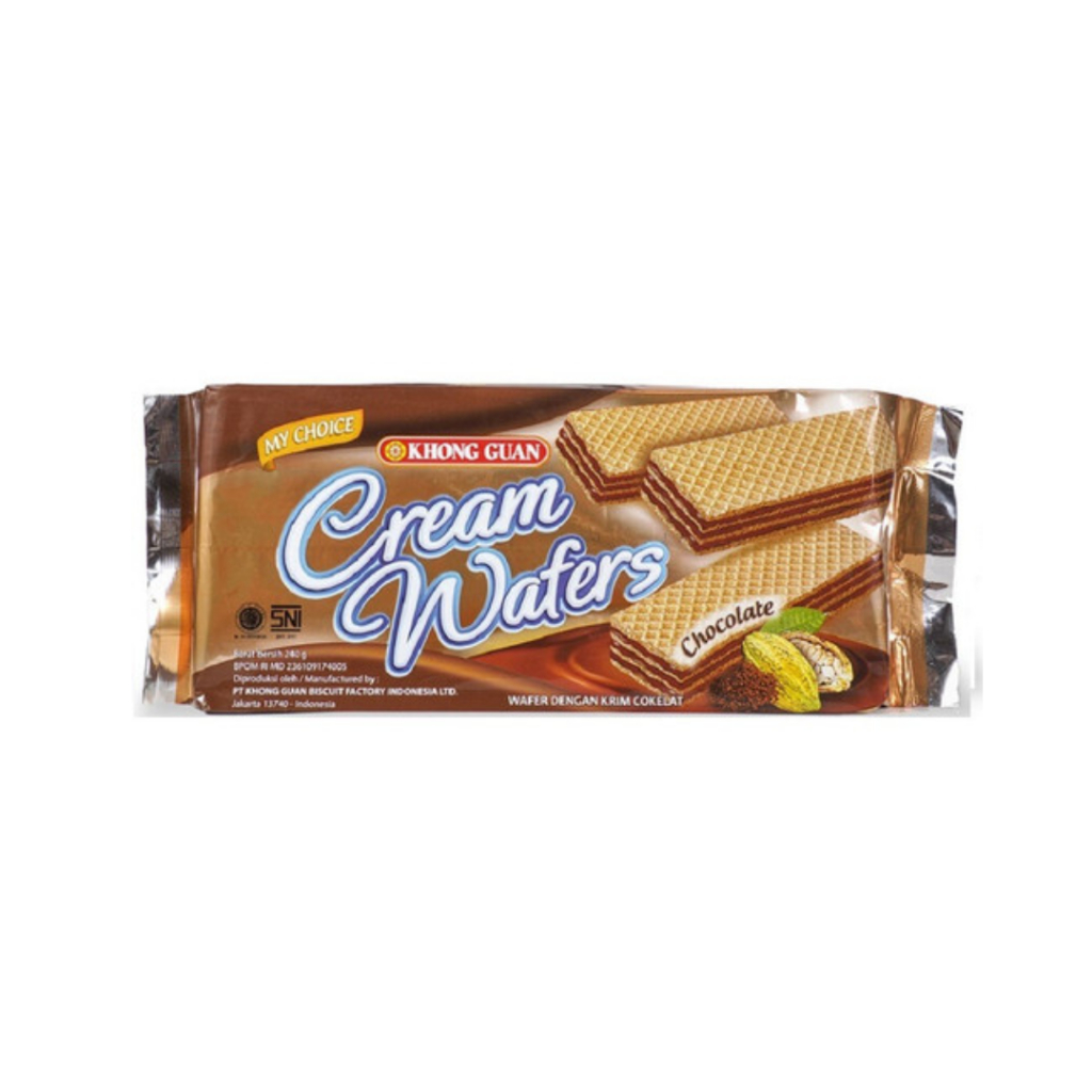 

Khong Guan Cream Wafer 240gr | Wafer Rasa Coklat & Kelapa | Krim Tebal Renyah