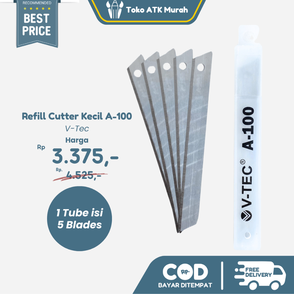 

Refill Cutter Pemotong Kecil V-Tec A-100 / 1 Tube