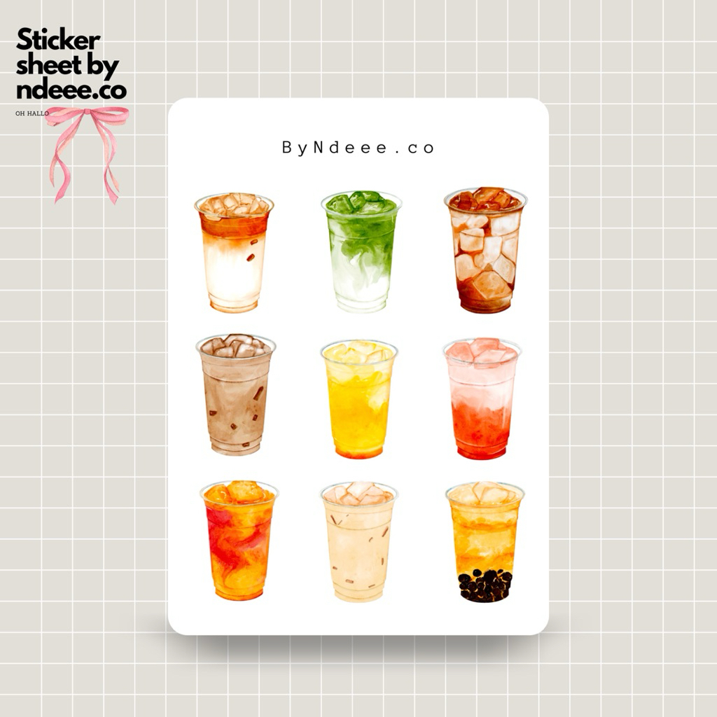 

Sticker Sheet | refreshing drink | journal stickers, calendar, planner stickers, scrapbook stickers, cozy art
