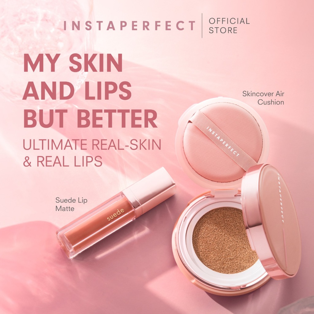My Skin and Lips But Better Bundle Instaperfect Skincover Air Cushion + Suede Lip Matte- MLBB Nude L