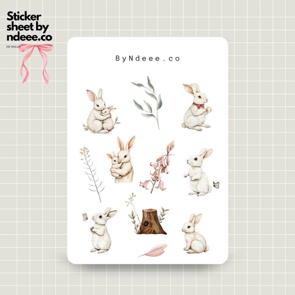 

Sticker Sheet | cute bunny | journal stickers, calendar, planner stickers, scrapbook stickers, cozy art