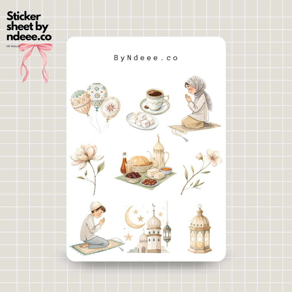 

Sticker Sheet | Eid mubarak | journal stickers, calendar, planner stickers, scrapbook stickers, cozy art
