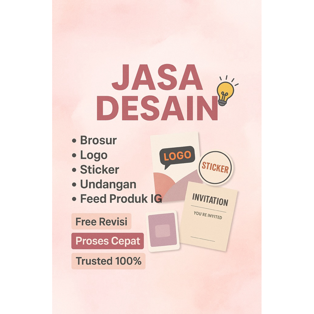 

JASA DESAIN | Brosur Leaflet Undangan Sticker Logo Menu dll